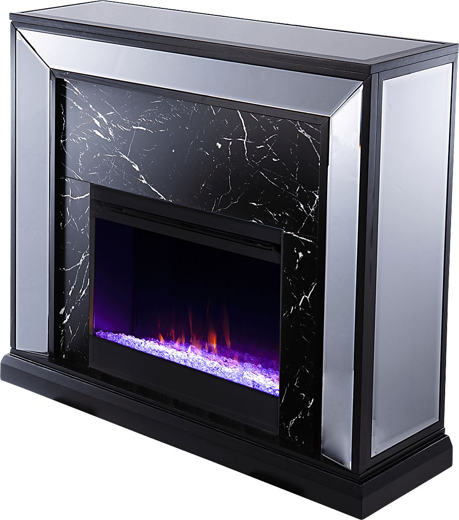 Levering I Black 44 in. Console, With Color Changing Electric Fireplace