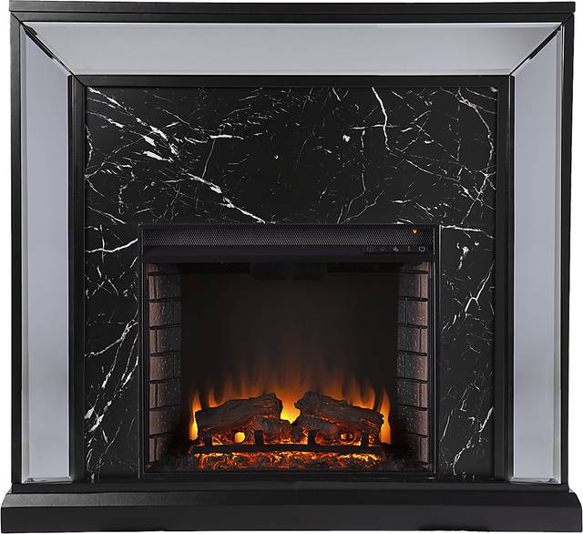 Levering II Black 44 in. Console, With Electric Log Fireplace - Thumbnail - Image 2