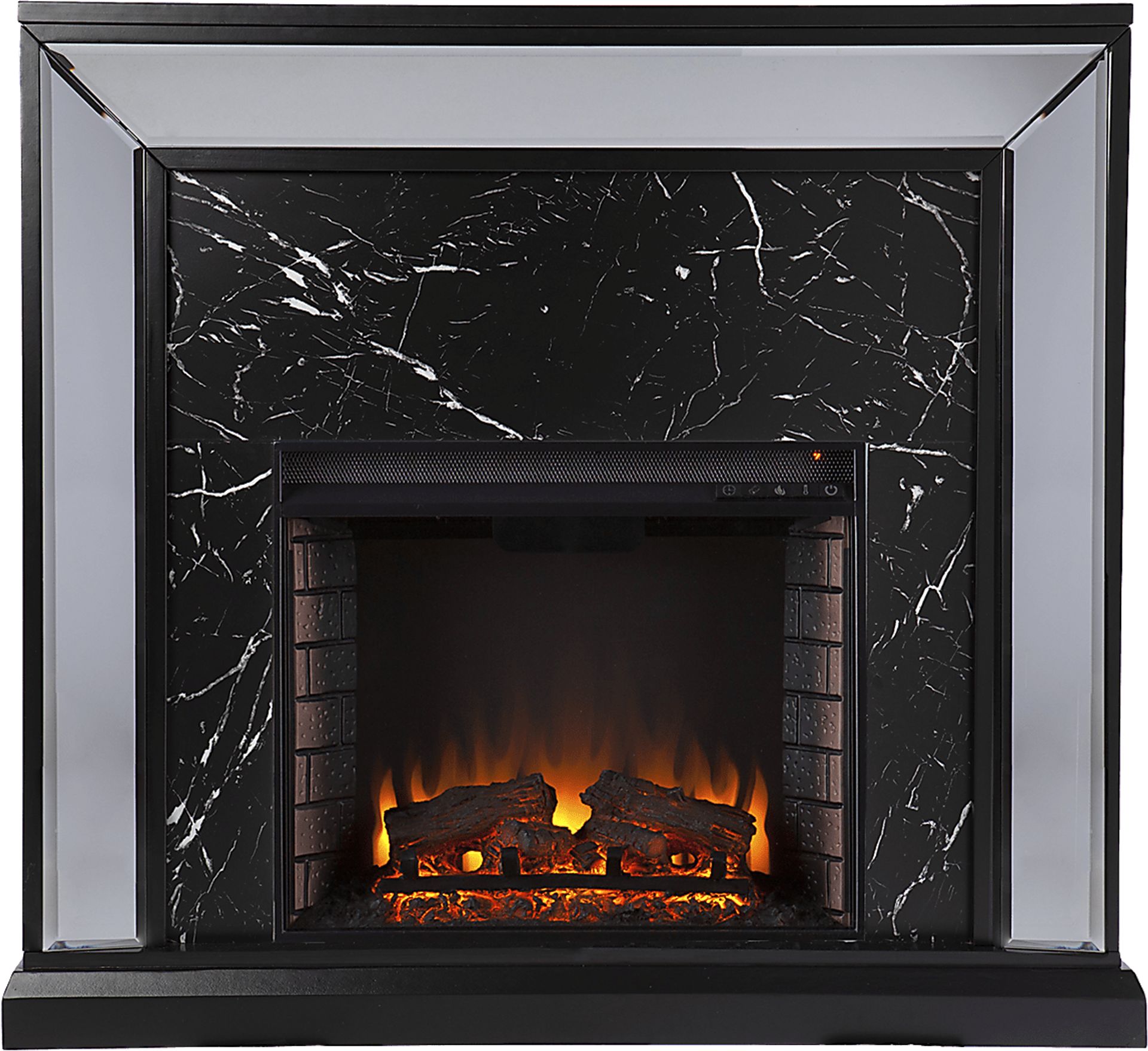 Levering II Black 44 in. Console, With Electric Log Fireplace - Image 2