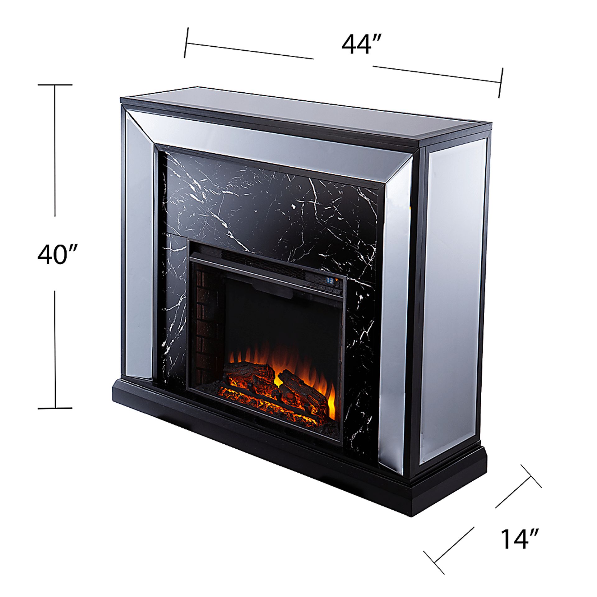 Levering II Black 44 in. Console, With Electric Log Fireplace - Image 8