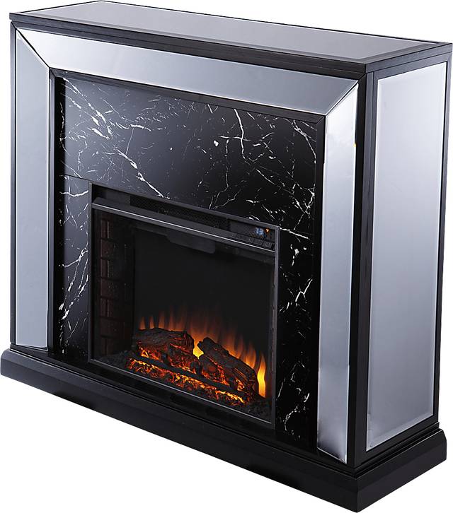 Levering II Black 44 in. Console, With Electric Log Fireplace - Thumbnail - Image 1