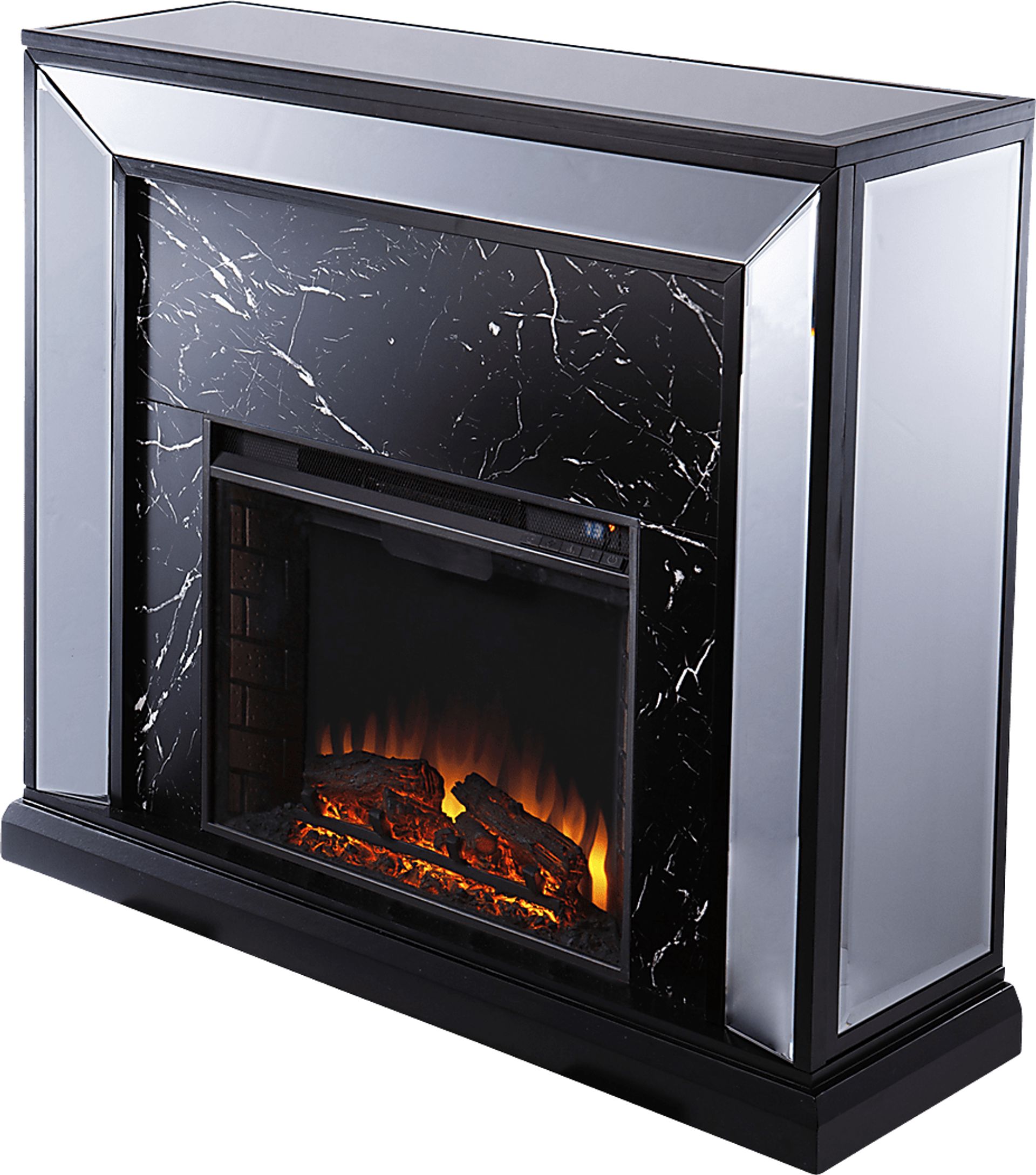 Levering II Black 44 in. Console, With Electric Log Fireplace - Image 1