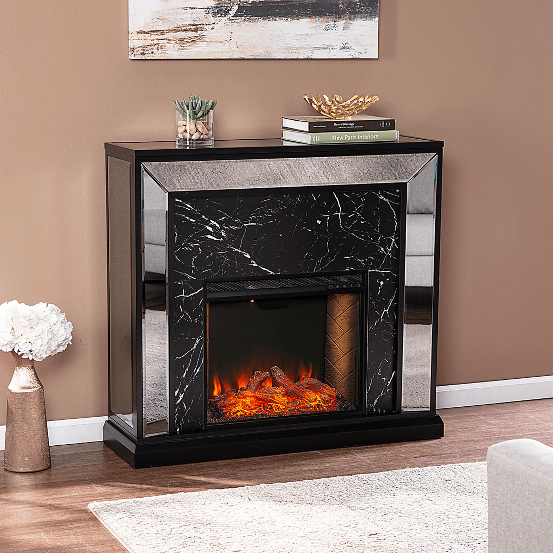 Levering III Black 44 in. Console, With Smart Electric Fireplace - Image 6