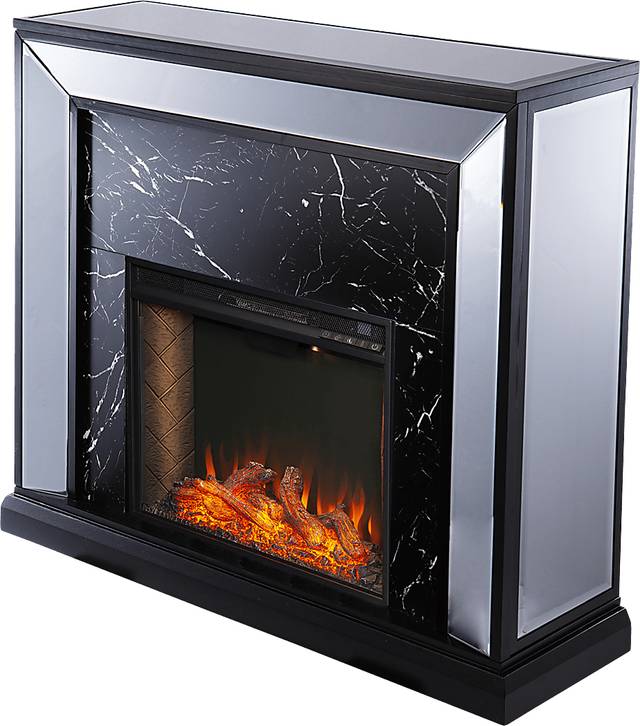 Levering III Black 44 in. Console, With Smart Electric Fireplace - Thumbnail - Image 1