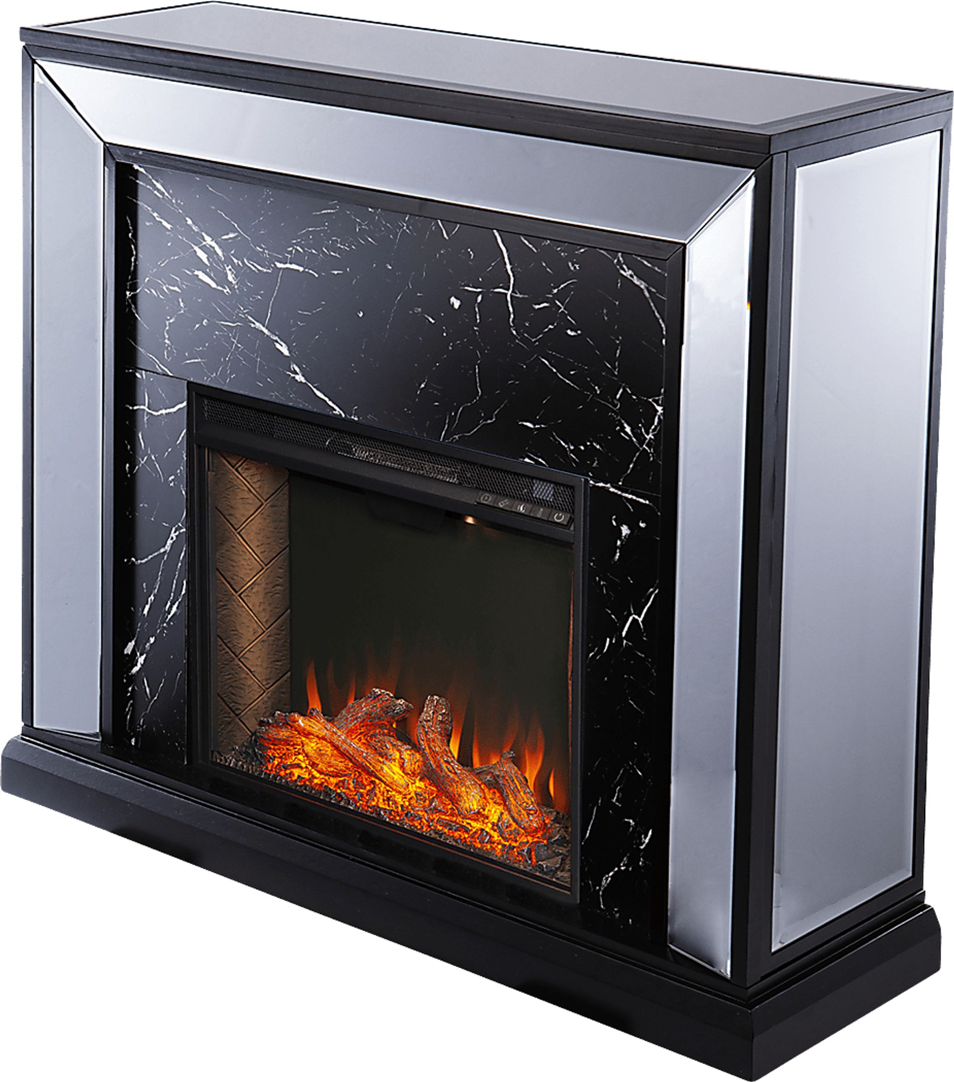 Levering III Black 44 in. Console, With Smart Electric Fireplace - Image 1
