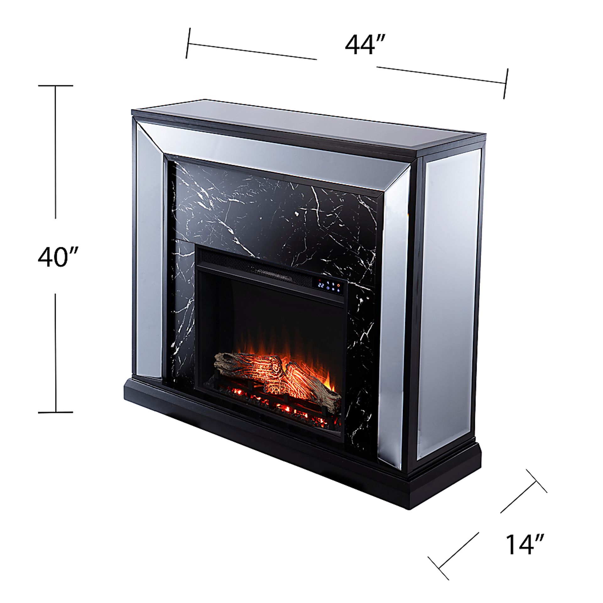 Levering IV Black 44 in. Console With Touch Panel Electric Log Fireplace - Image 6