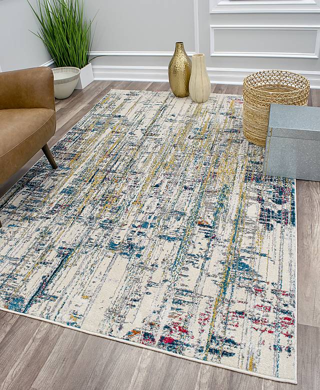CosmoLiving By Cosmopolitan Levette Blue 5' x 7' Rug - Thumbnail - Image 4