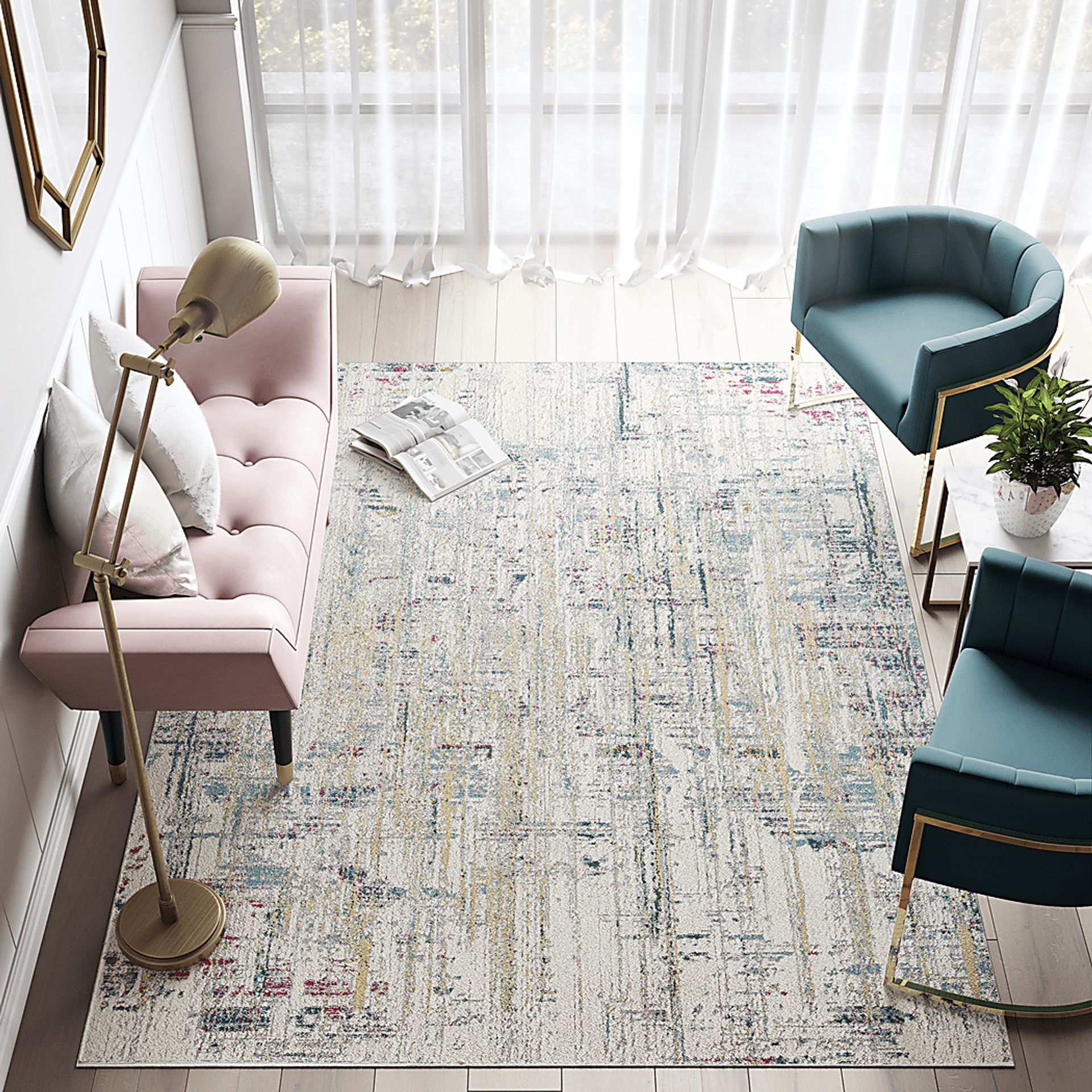 CosmoLiving By Cosmopolitan Levette Blue 5' x 7' Rug - Image 5
