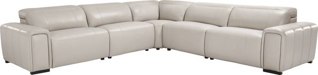 Lewellyn Dove Gray Leather 8 Pc Dual Power Reclining Sectional Living Room - Thumbnail - Image 3