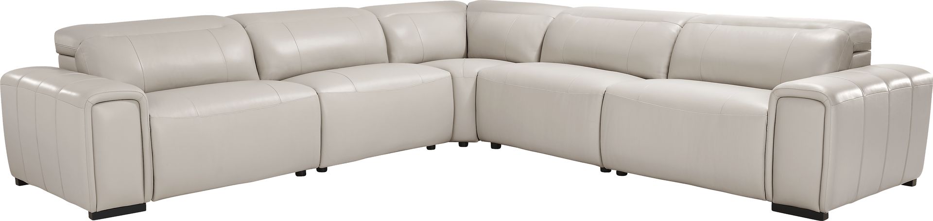 Lewellyn Dove Gray Leather 8 Pc Dual Power Reclining Sectional Living Room - Image 3