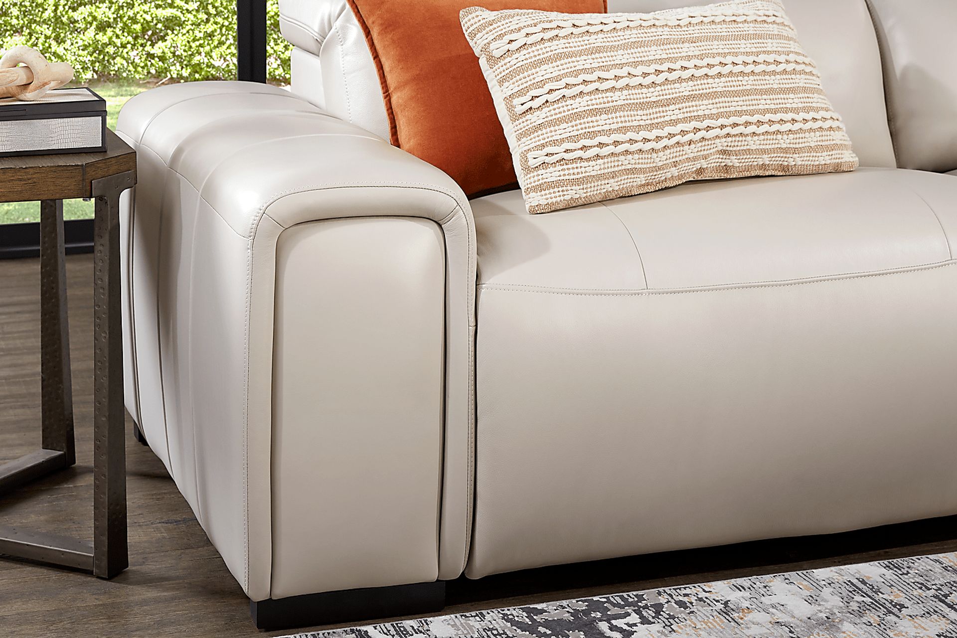 Lewellyn Dove Gray Leather 8 Pc Dual Power Reclining Sectional Living Room - Image 4