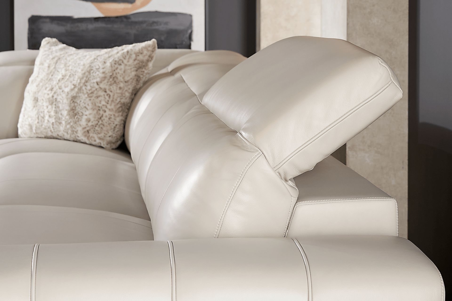 Lewellyn Dove Gray Leather 8 Pc Dual Power Reclining Sectional Living Room - Image 7