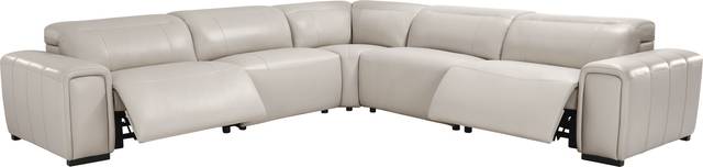 Lewellyn Dove Gray Leather 8 Pc Dual Power Reclining Sectional Living Room - Thumbnail - Image 2