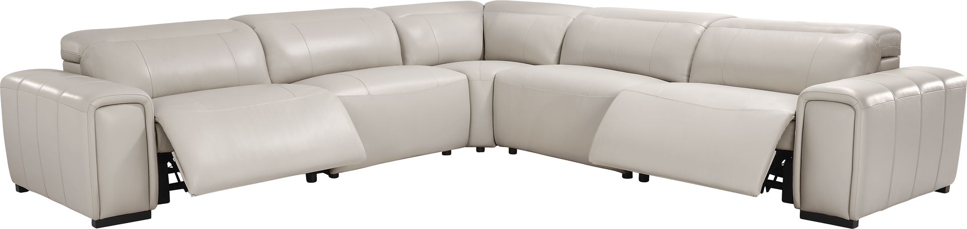 Lewellyn Dove Gray Leather 8 Pc Dual Power Reclining Sectional Living Room - Image 2
