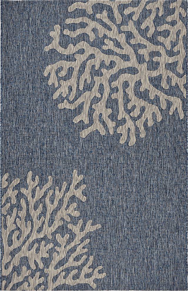 Lewine Navy 7'9 x 9'5 Indoor/Outdoor Rug - Thumbnail - Image 1