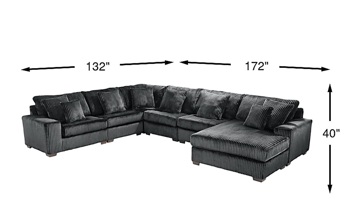 Lexford Park Black Microfiber 6 Pc With Chaise Right Arm Sectional ...