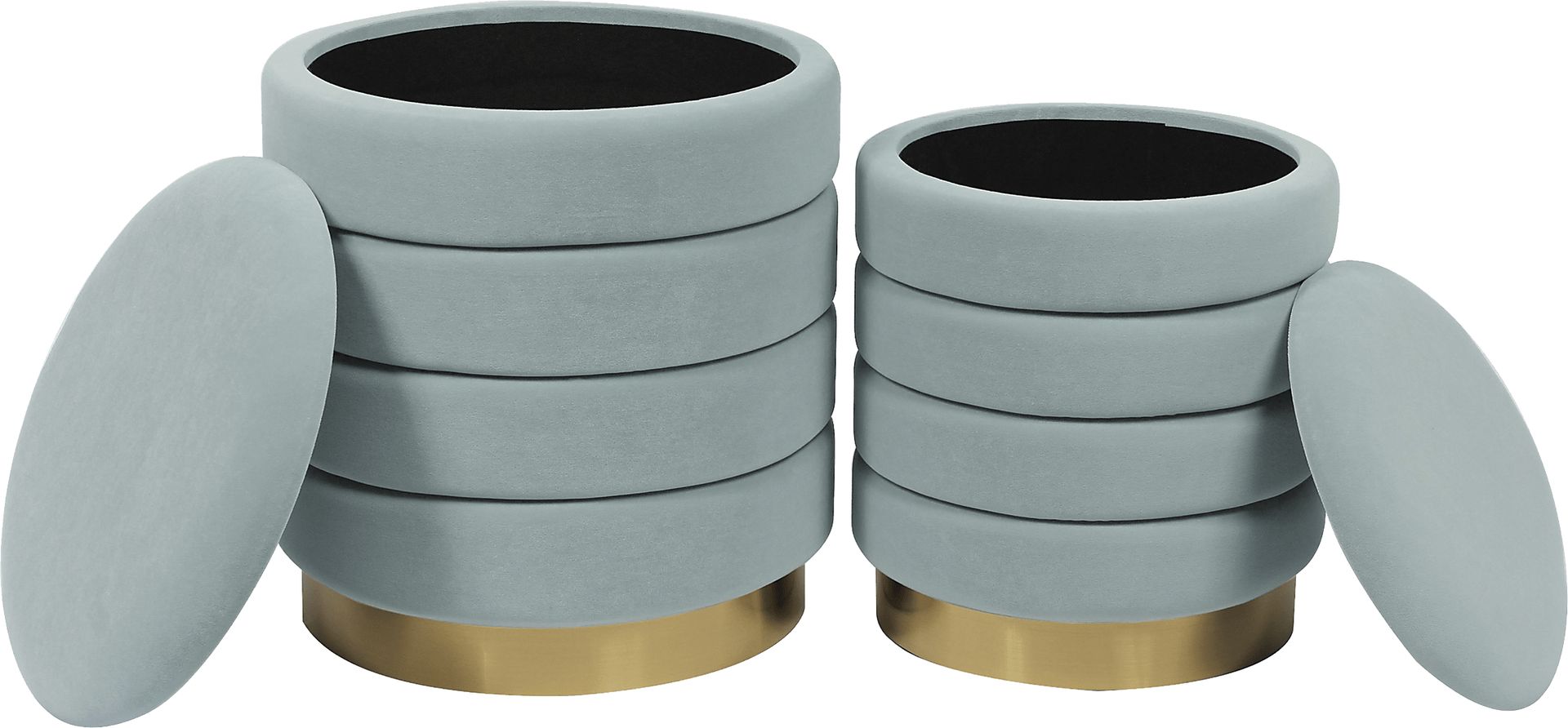 Leyte Blue Storage Ottoman, Set of 2 - Image 3