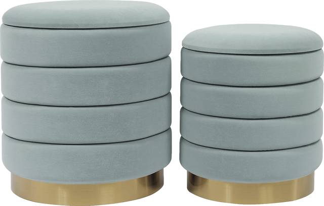 Leyte Blue Storage Ottoman, Set of 2 - Thumbnail - Image 4