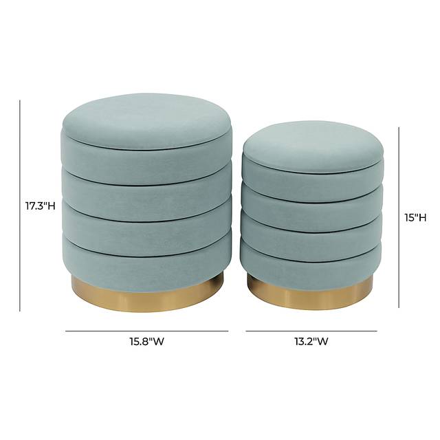 Leyte Blue Storage Ottoman, Set of 2 - Thumbnail - Image 6