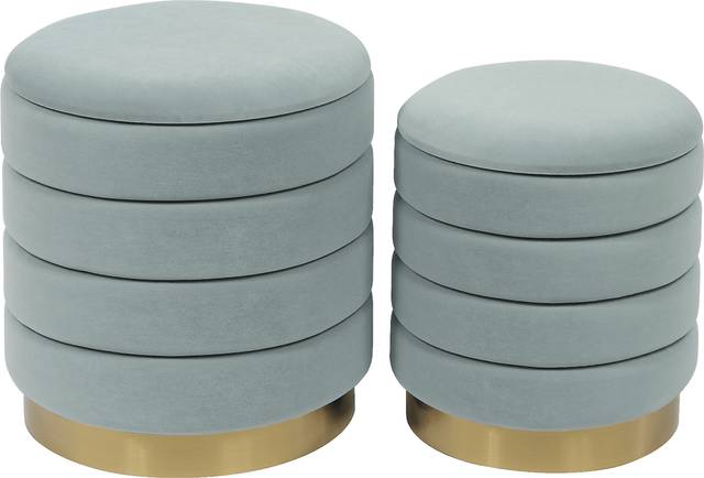 Leyte Blue Storage Ottoman, Set of 2 - Thumbnail - Image 1
