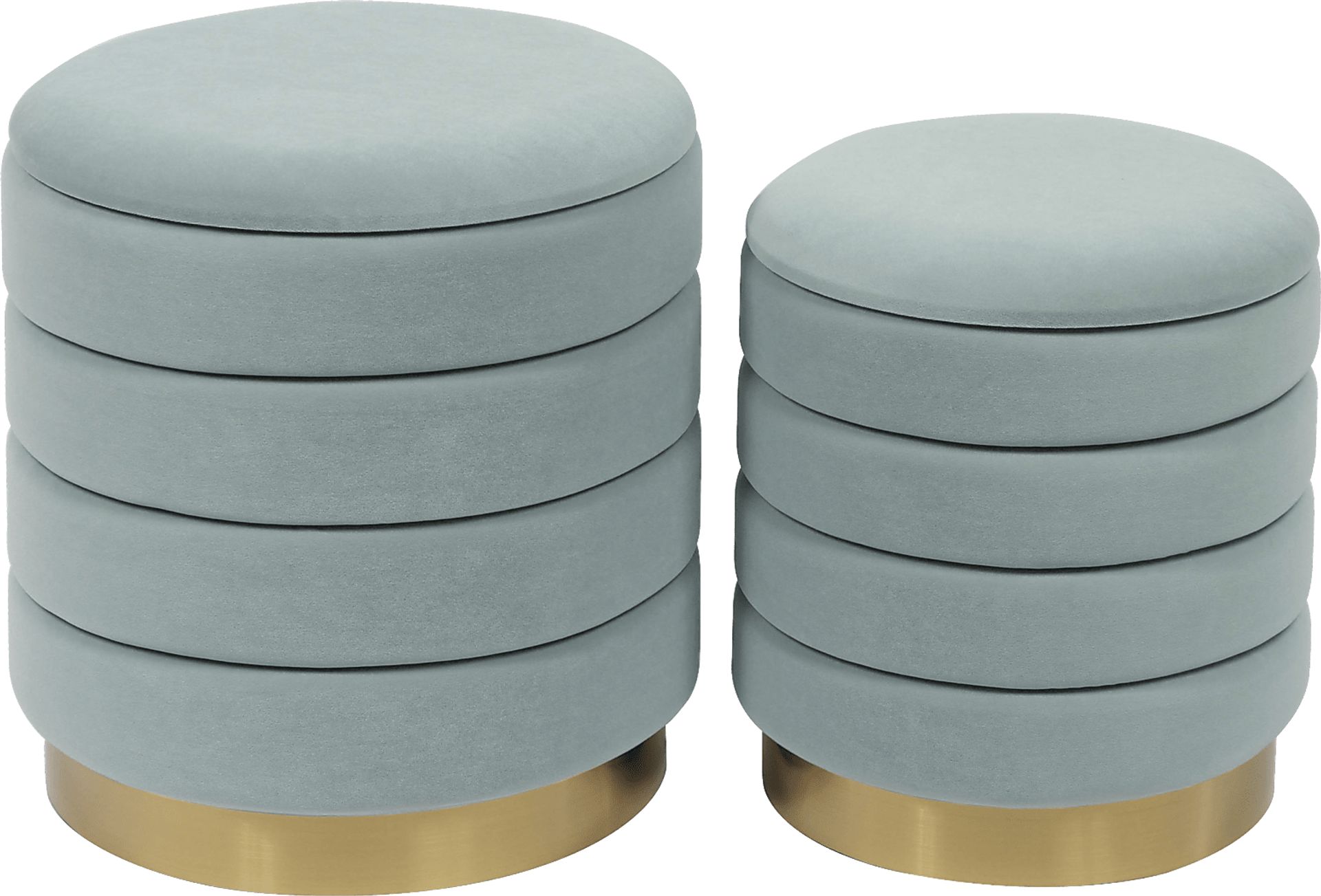 Leyte Blue Storage Ottoman, Set of 2 - Image 1