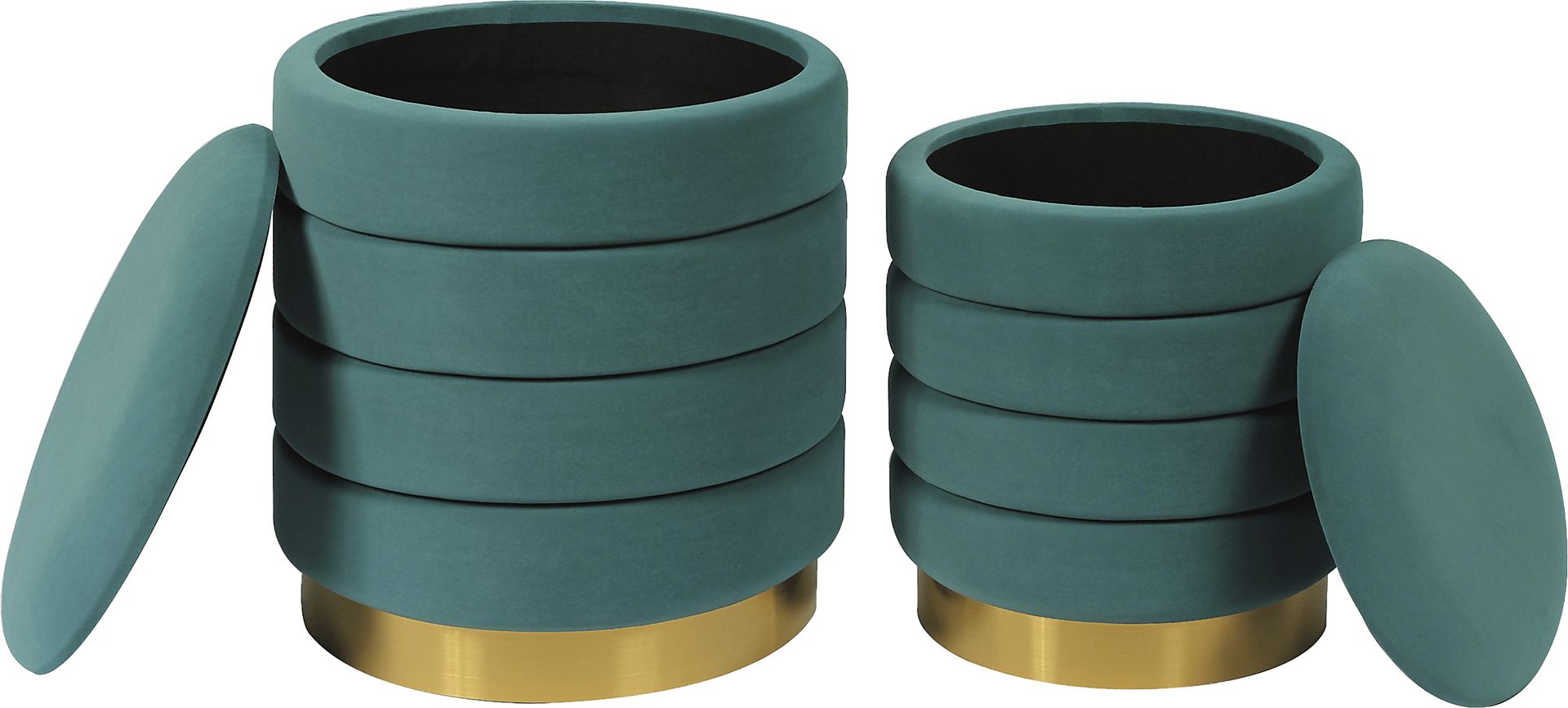 Leyte Teal Storage Ottoman, Set of 2 - Image 3