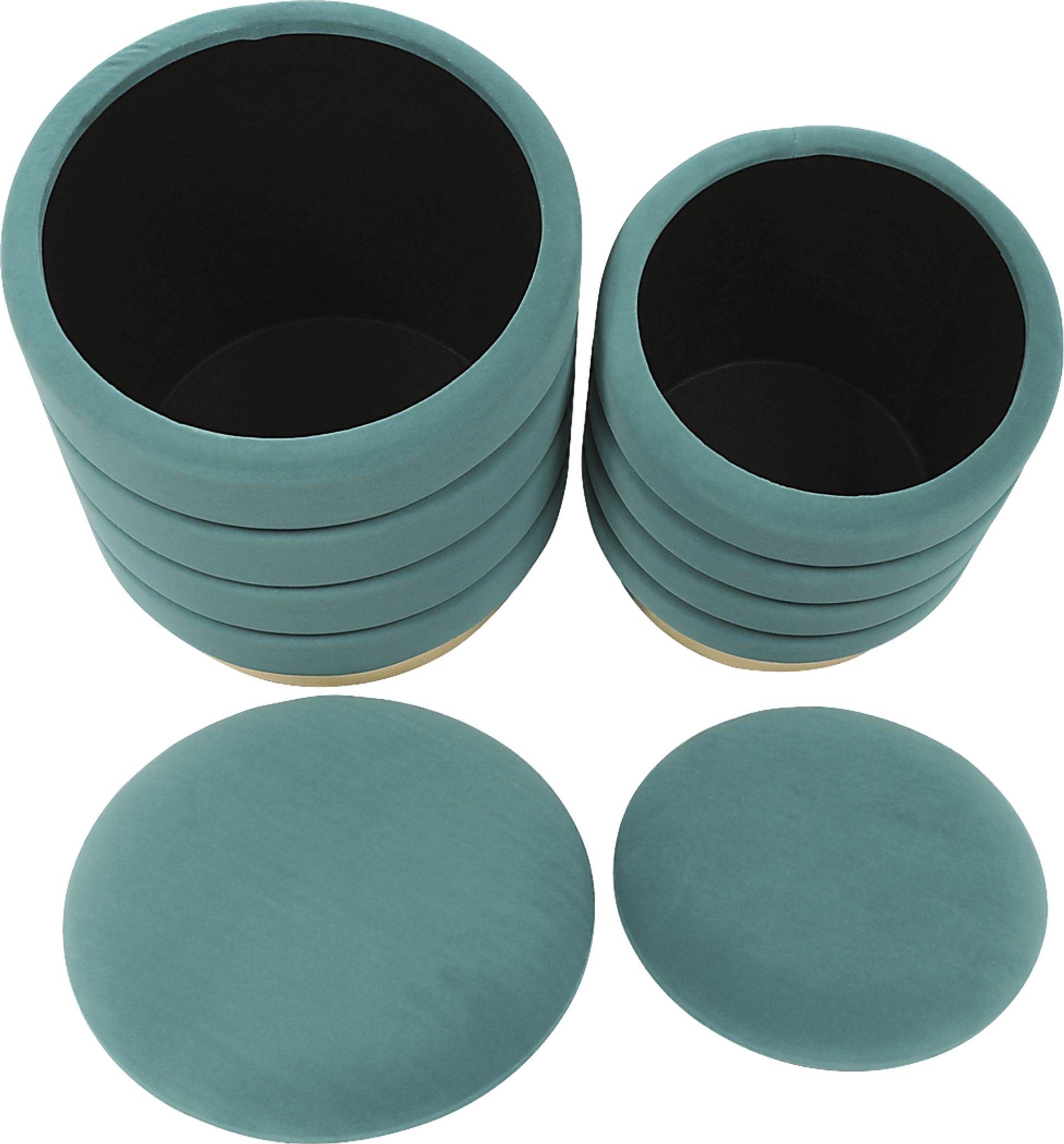 Leyte Teal Storage Ottoman, Set of 2 - Image 5