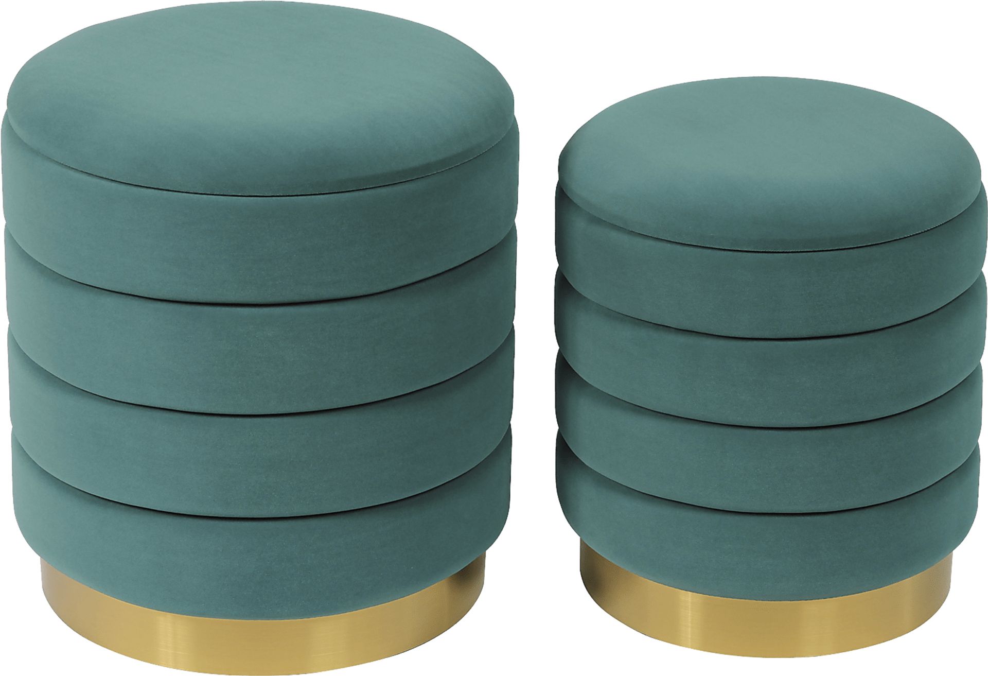 Leyte Teal Storage Ottoman, Set of 2 - Image 1