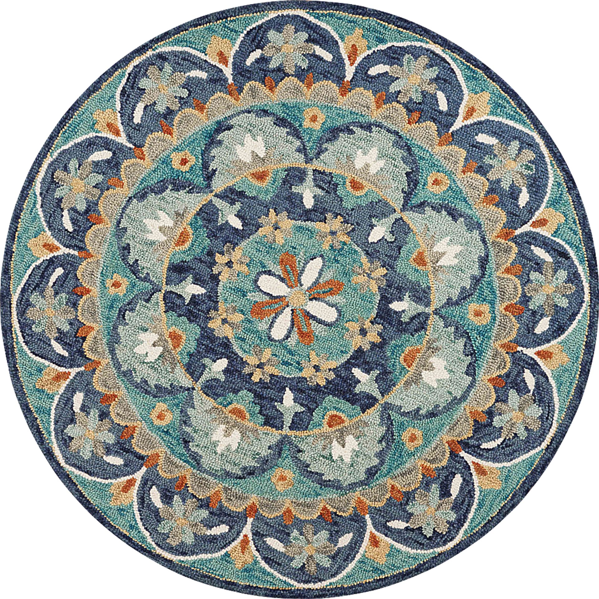 Liah Blue 4' Round Rug - Image 1