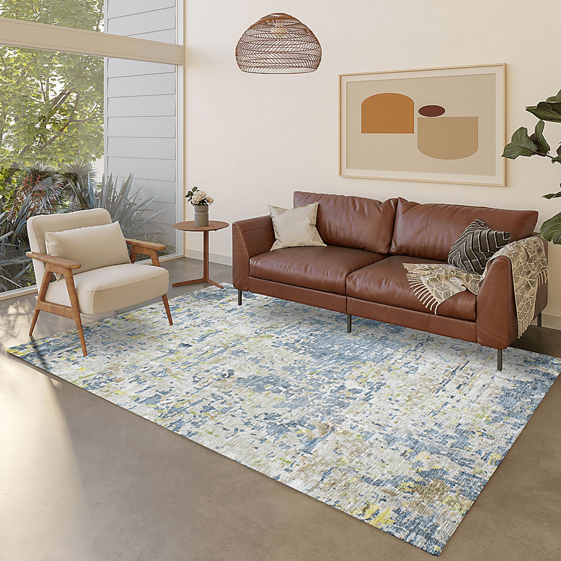 Liayah Blue 5' x 8' Machine Washable Rug - Image 2