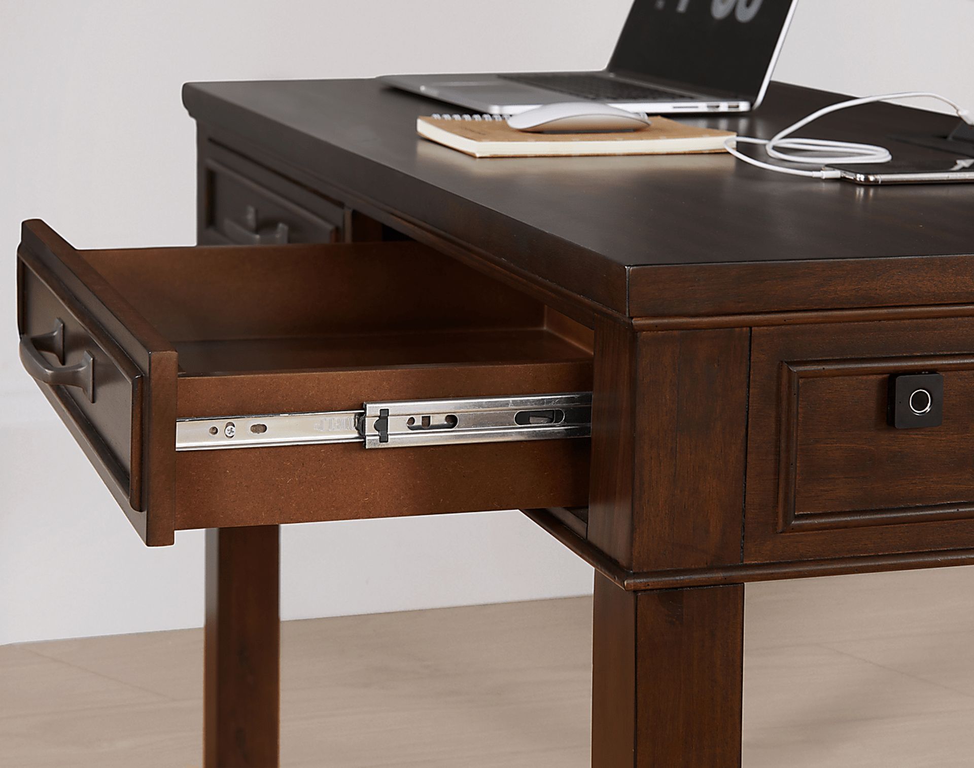 Lidemann Brown Desk with Fingerprint Lock - Image 5