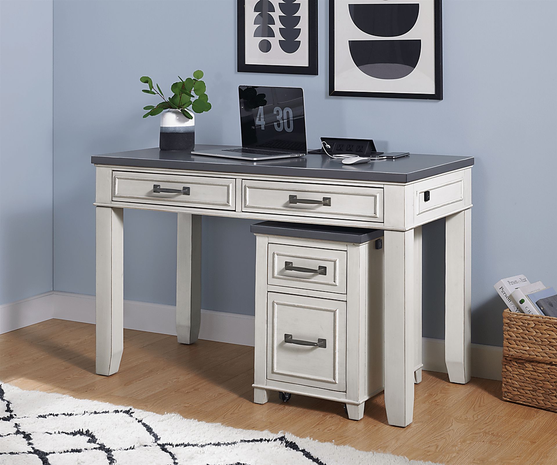 Lidemann White Desk with Fingerprint Lock - Image 11