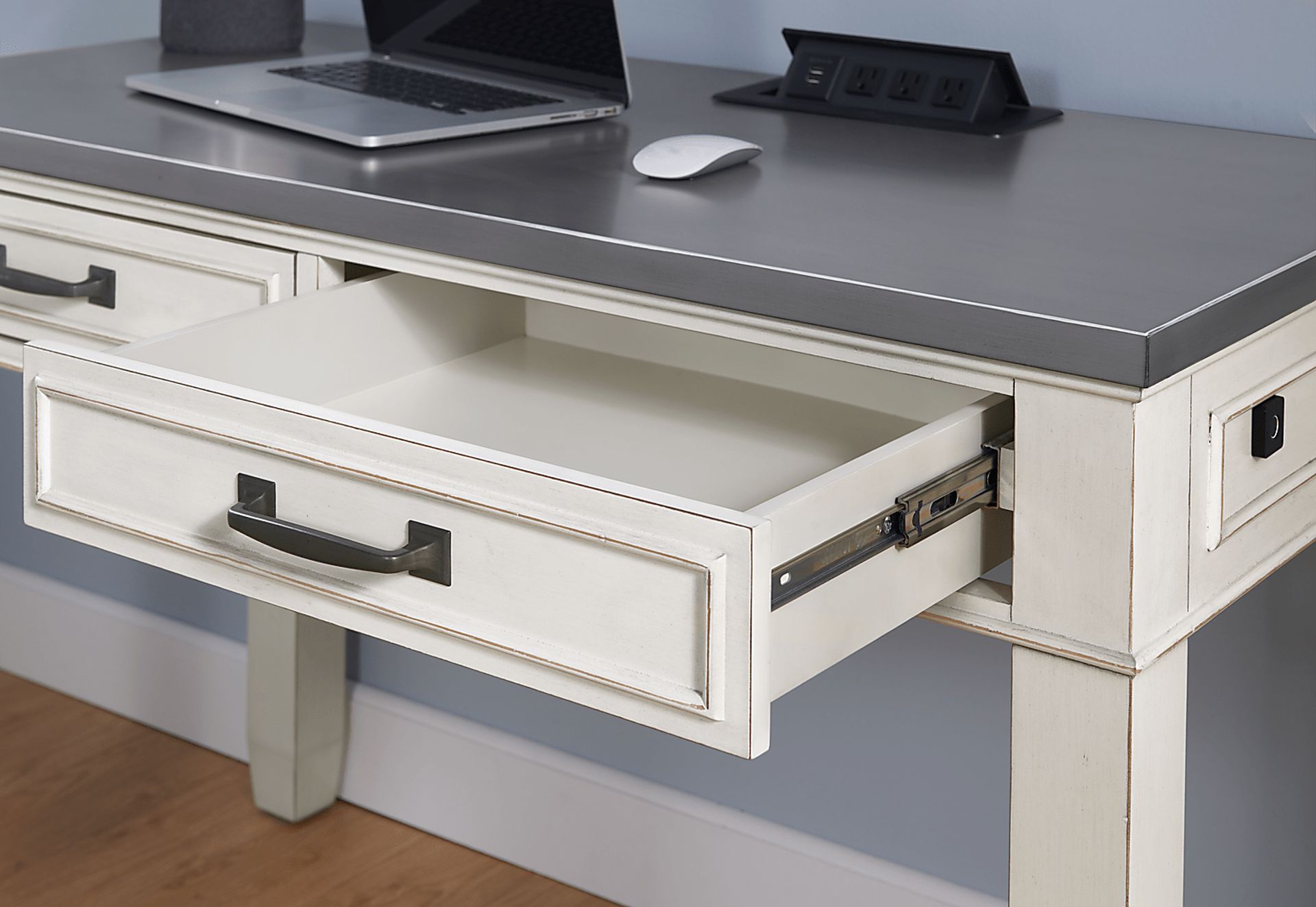 Lidemann White Desk with Fingerprint Lock - Image 5