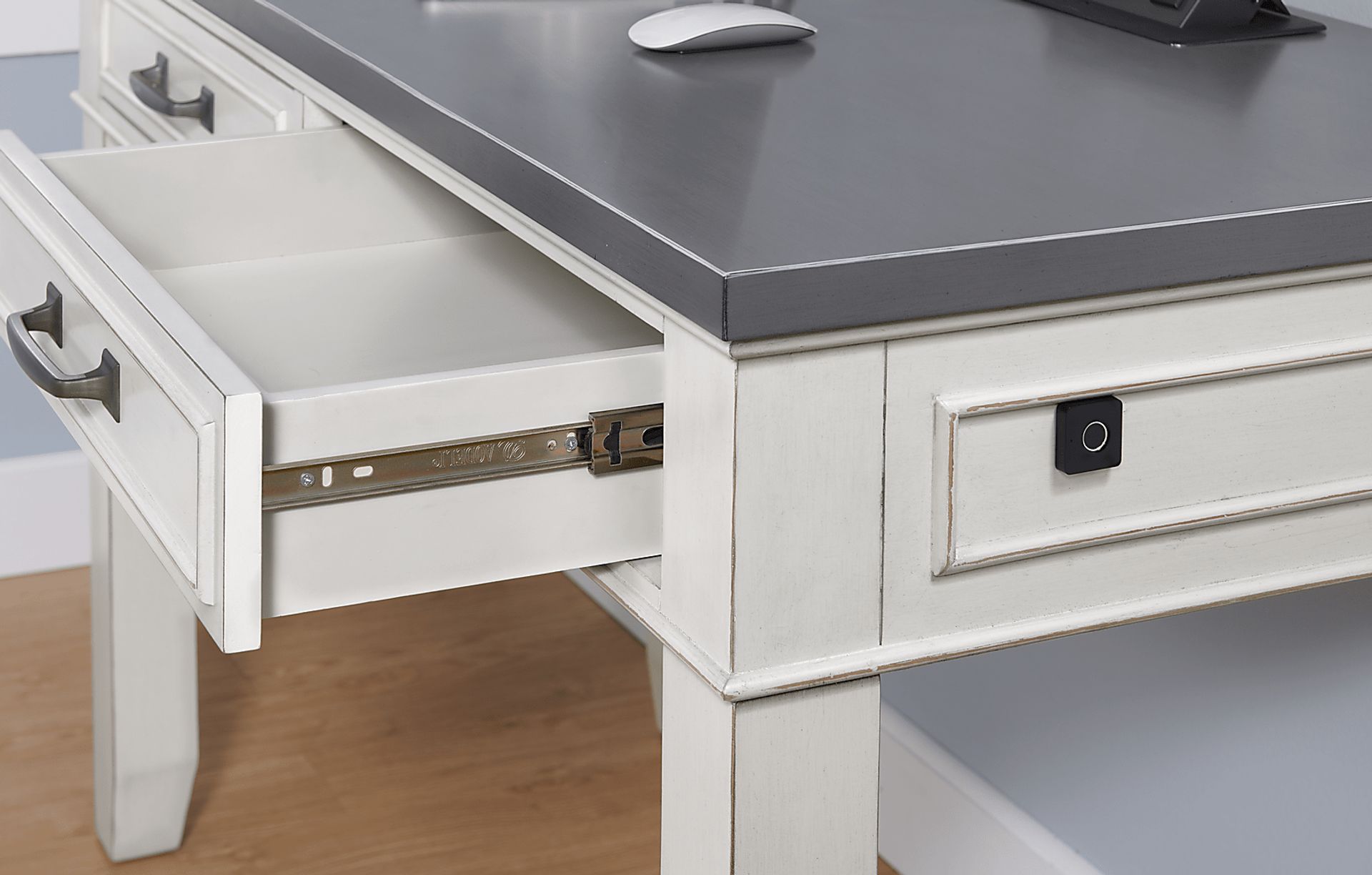 Lidemann White Desk with Fingerprint Lock - Image 6