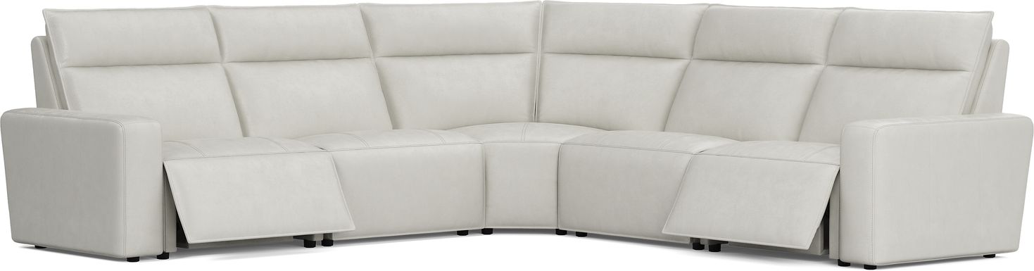 Light Gray Leather 5 Pc Dual Power Reclining ModularTwo