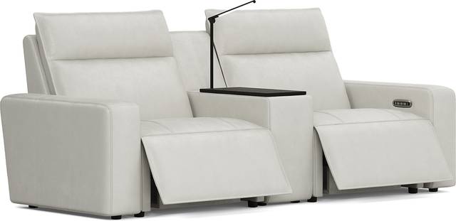 Light Gray Leather 3 Pc Dual Power Reclining ModularTwo - Thumbnail - Image 2