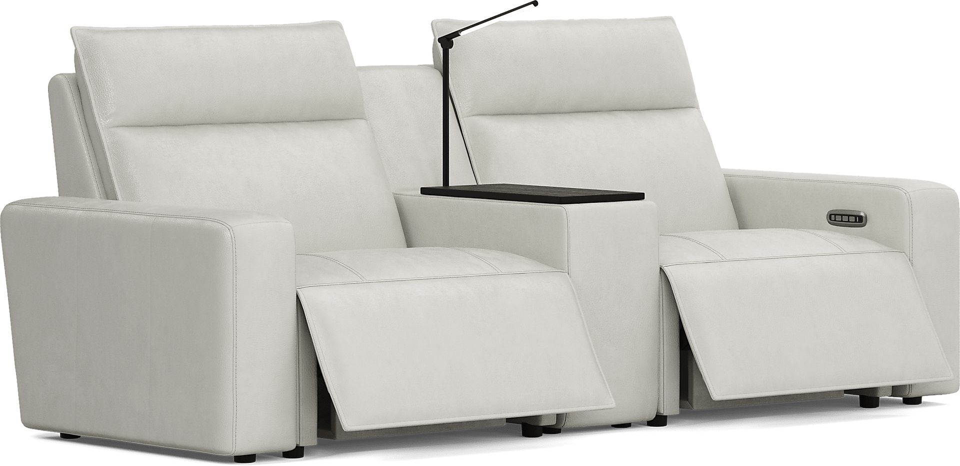 Light Gray Leather 3 Pc Dual Power Reclining ModularTwo - Image 2