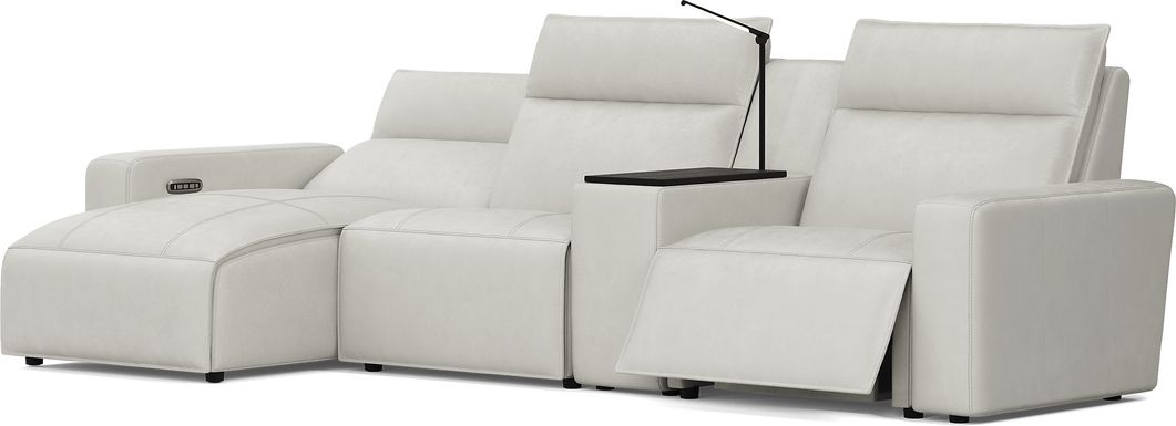 Light Gray Leather 4 Pc Dual Power Reclining ModularTwo