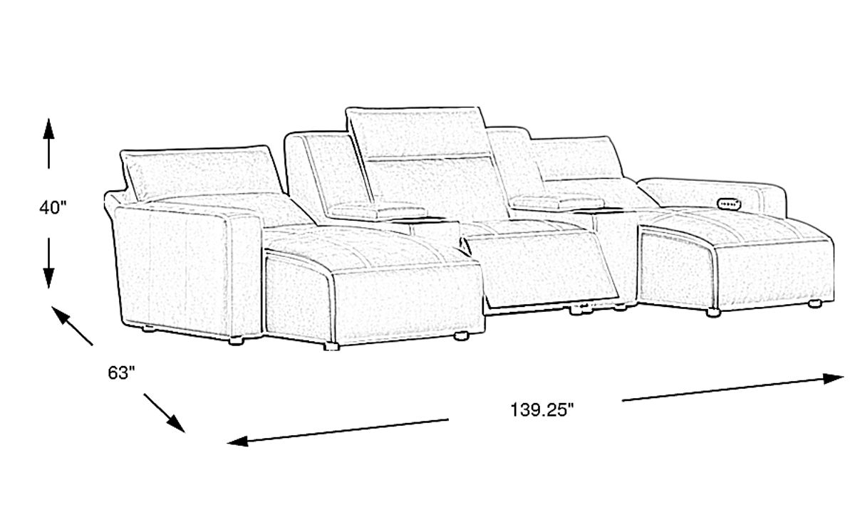 Modulartwo Light Gray Leather 5 Pc Dual Power Reclining Modular | Rooms ...