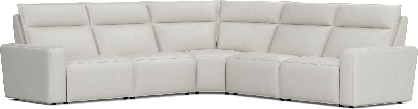 Light Gray Leather 5 Pc Dual Power Reclining ModularTwo