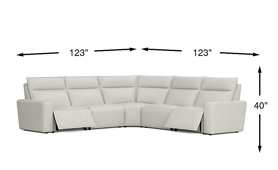 Modulartwo Light Gray Leather 5 Pc Dual Power Reclining Modular