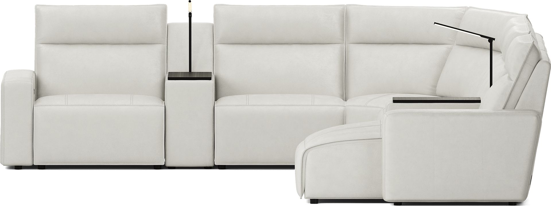 Light Gray Leather 8 Pc Dual Power Reclining ModularTwo - Image 2