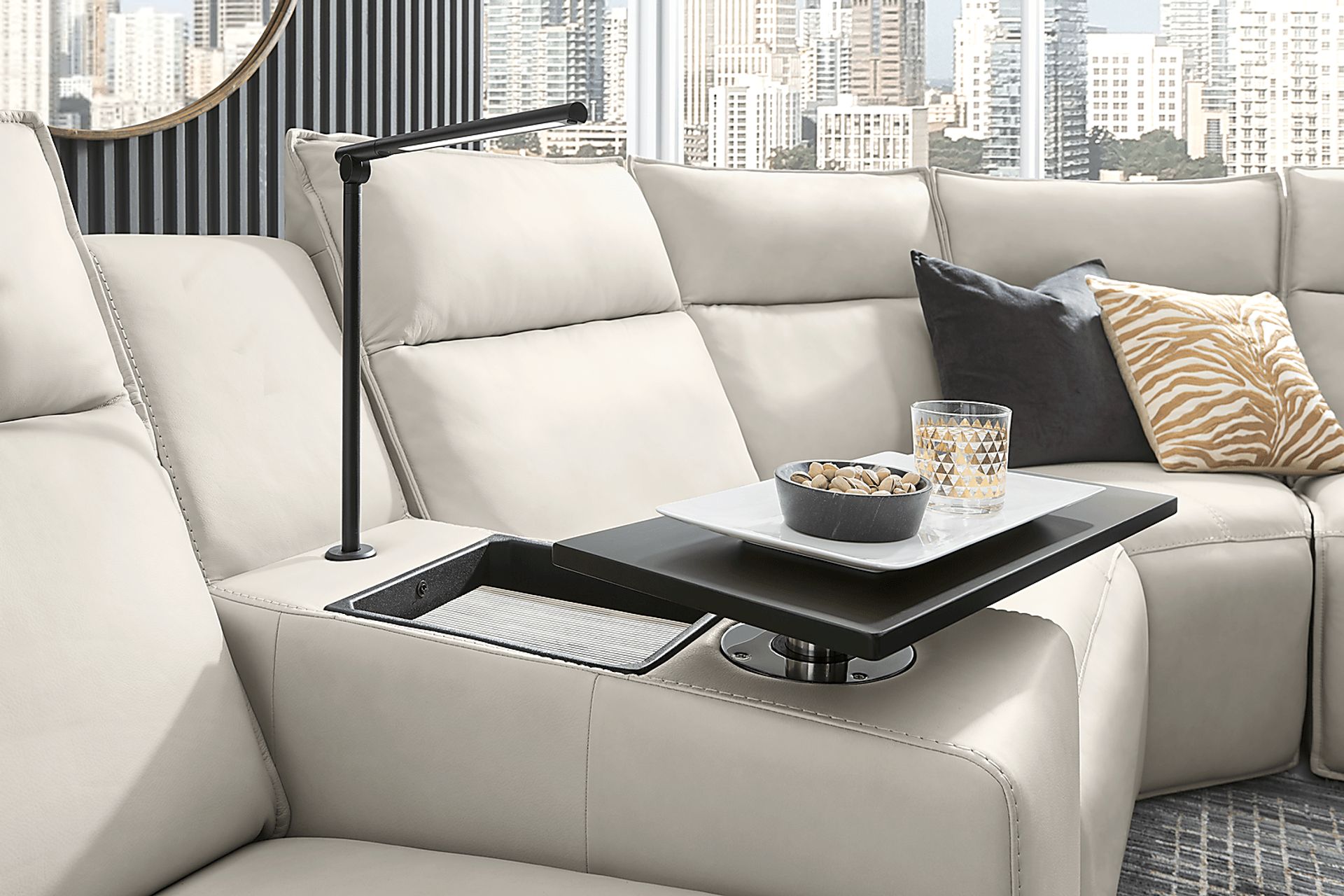 Light Gray Leather 8 Pc Dual Power Reclining ModularTwo - Image 3