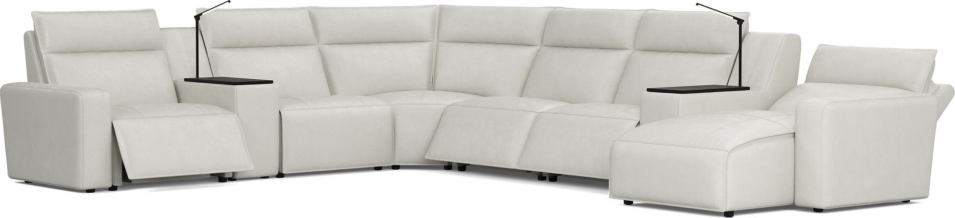 Light Gray Leather 8 Pc Dual Power Reclining ModularTwo - Image 1