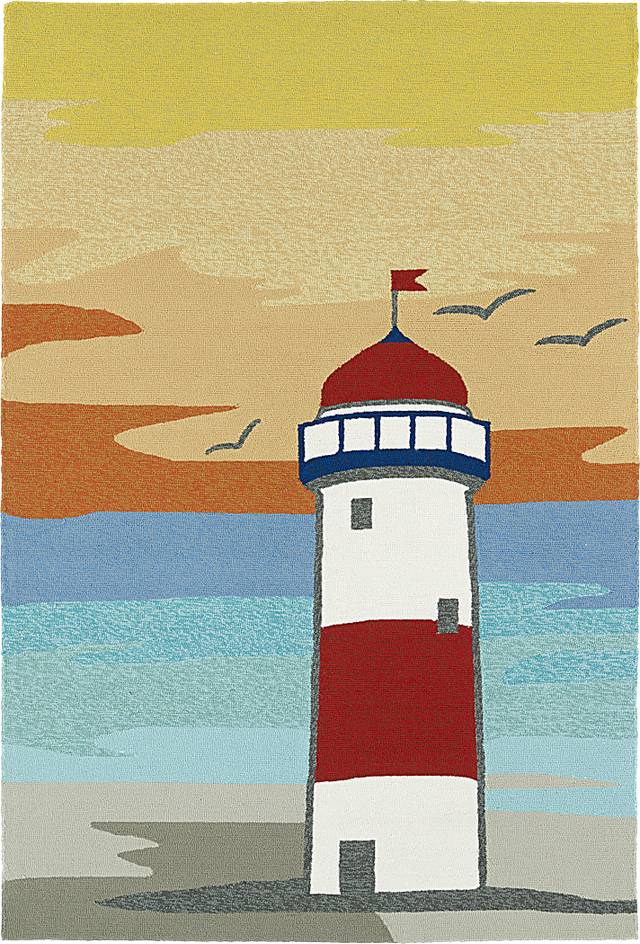 Lighthouse Sunrise Brown 3' x 5' Indoor/Outdoor Rug - Thumbnail - Image 1