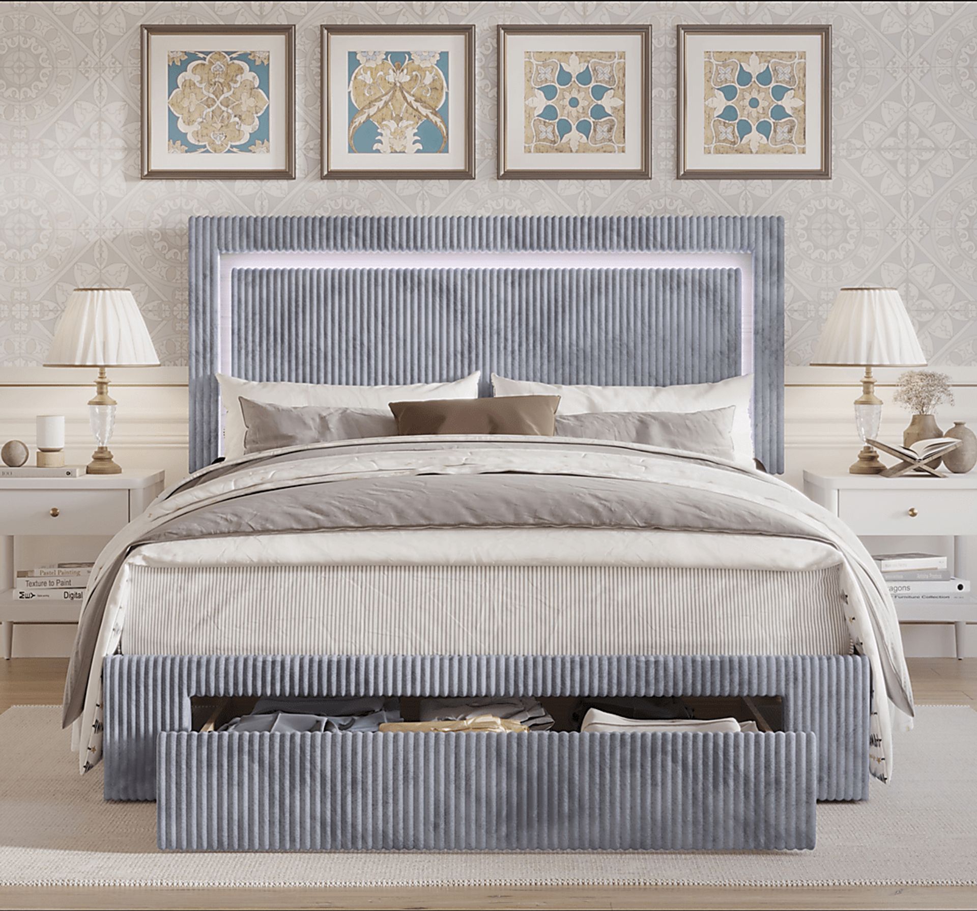 Ligon Gray Queen Bed with Storage - Image 2