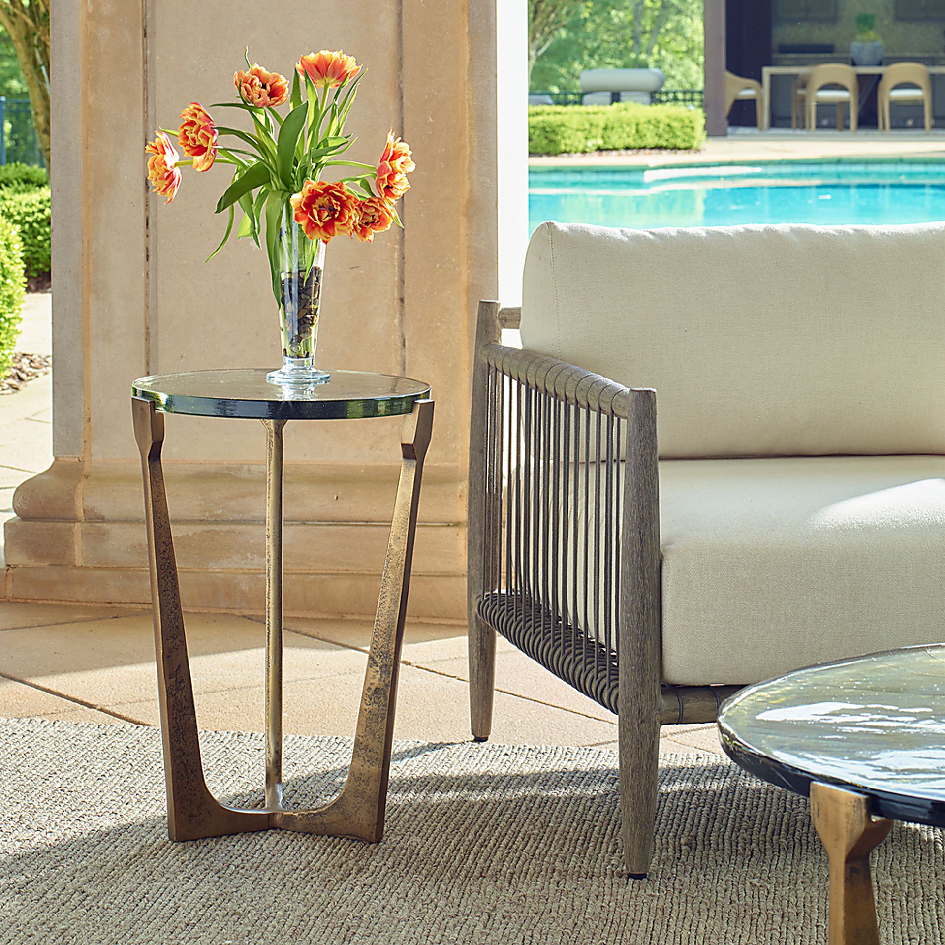 Lihesa Brass Outdoor End Table - Image 2