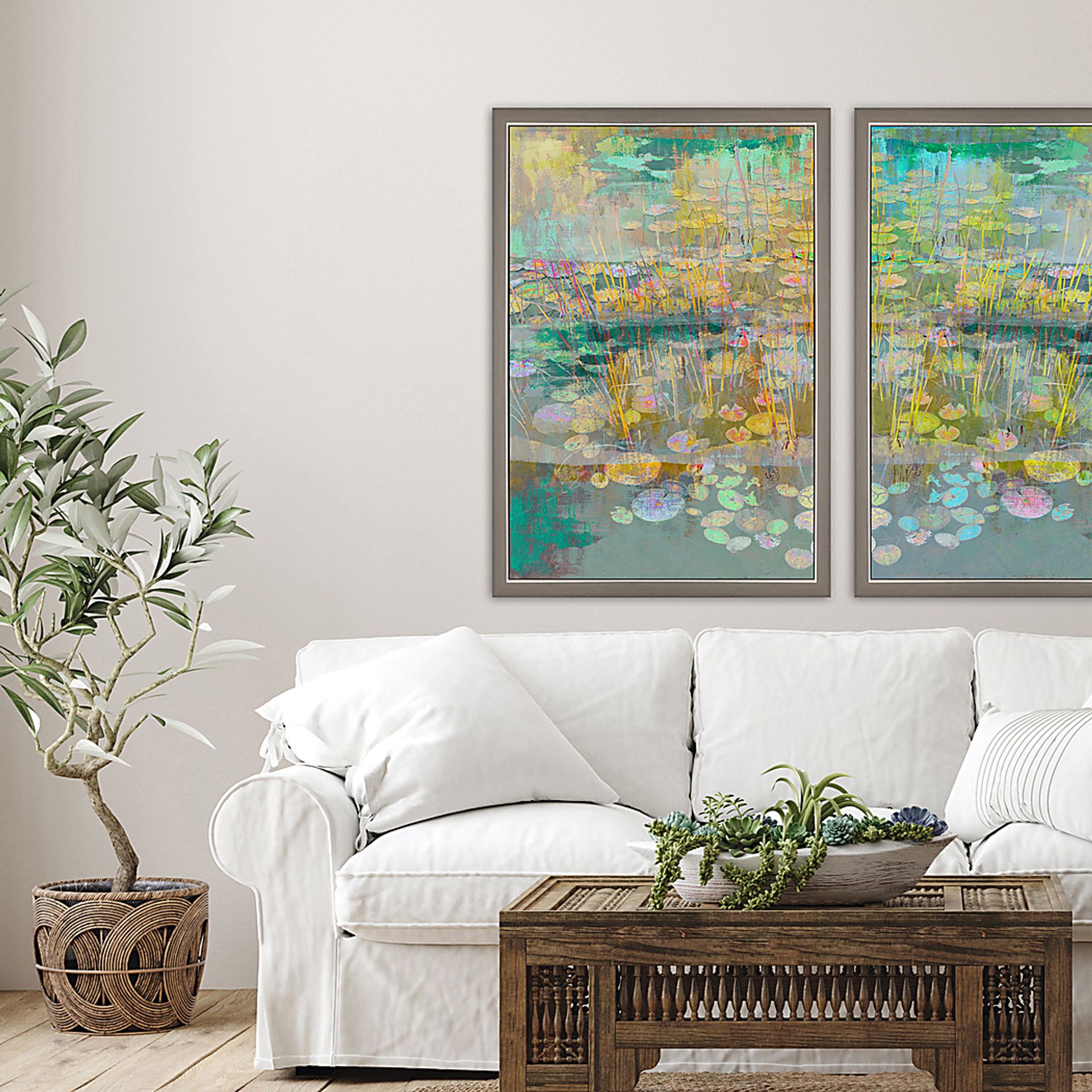 Lilies Look I Blue Framed Artwork - Image 2