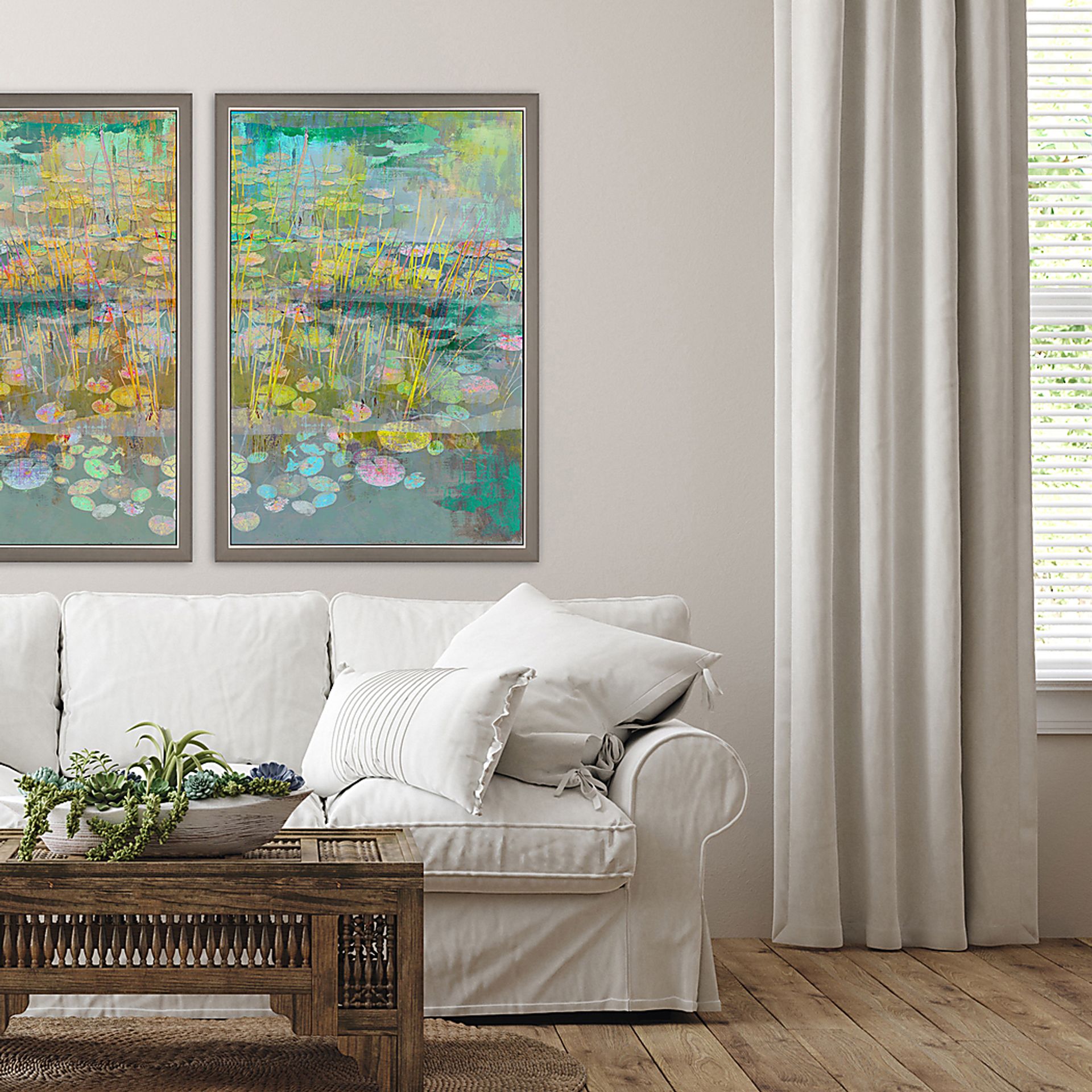 Lilies Look II Blue Framed Artwork - Image 2