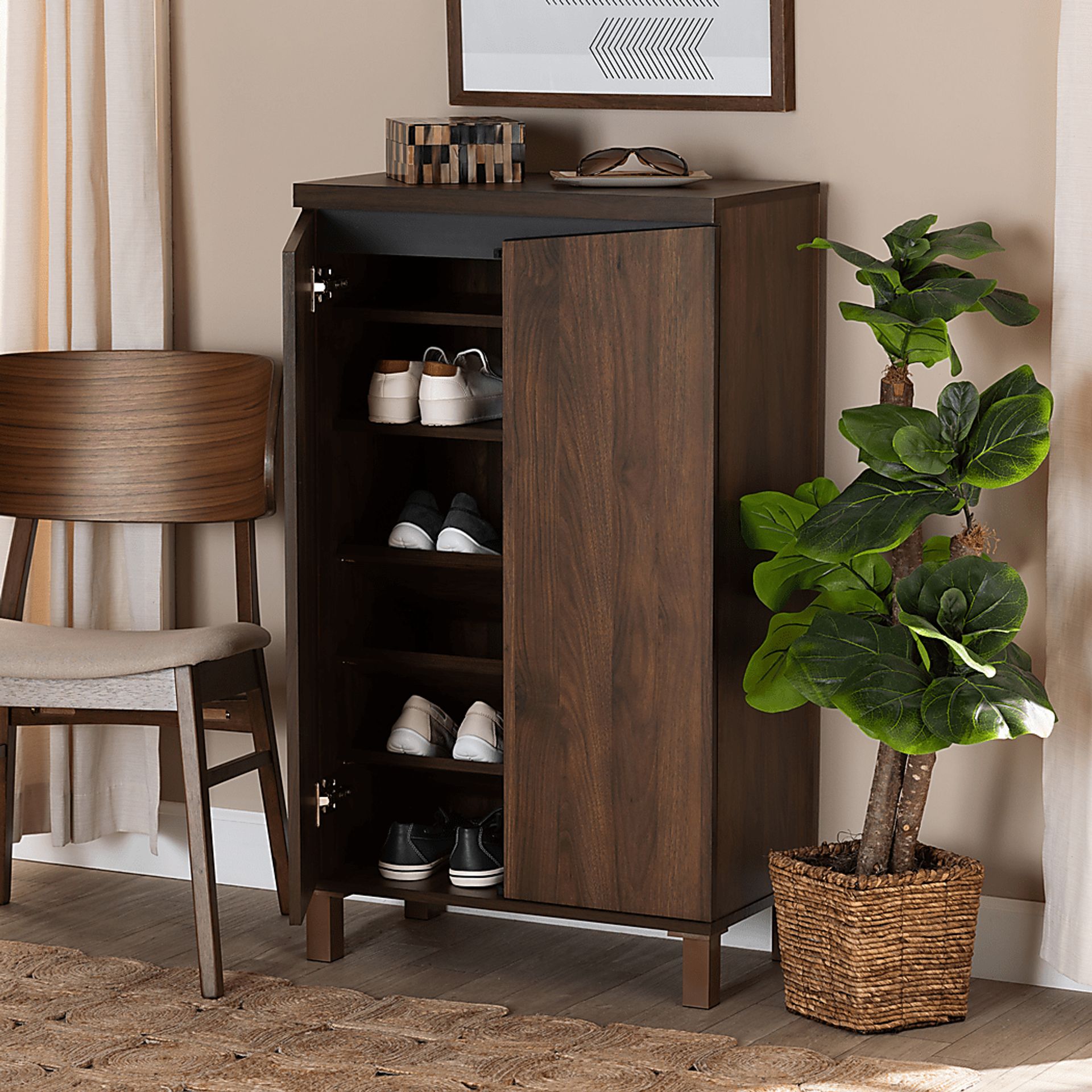 Lilligard Brown Shoe Storage Cabinet - Image 7